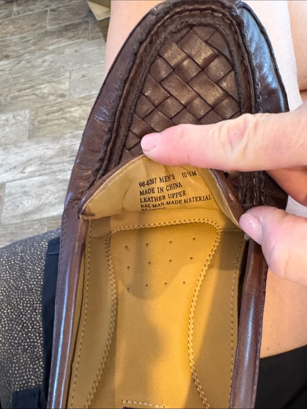 Chaps Men’s Brown Woven Leather Slip-On Loafers